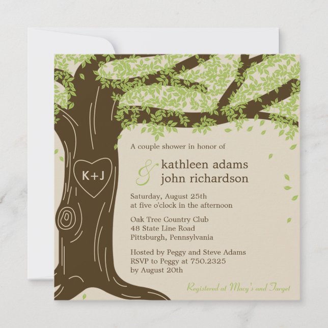 Invitation Wedding shower de chêne (Devant)