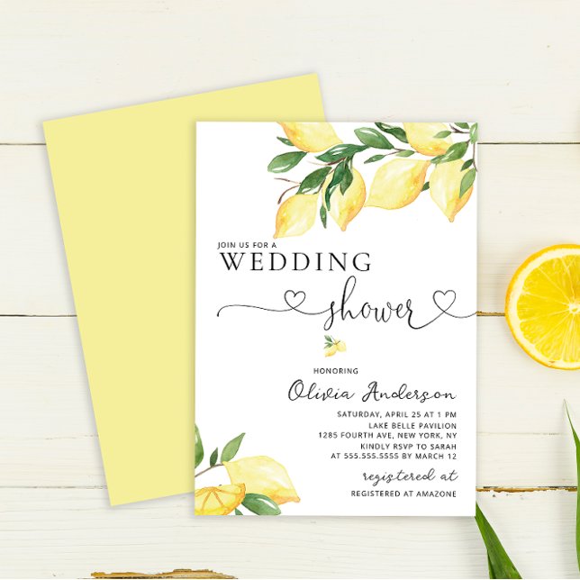 Invitation Wedding shower de citron aquarelle (Créateur téléchargé)