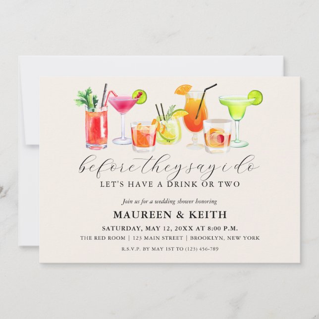 Invitation Wedding shower de cocktails | Partie d'engagement (Devant)