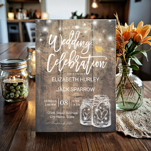Invitation Wedding shower de cordes de pot en bois rustique M