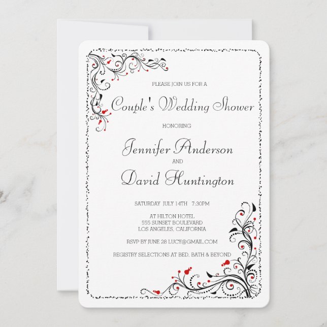 Invitation Wedding shower de Couple à la florale chic (Devant)