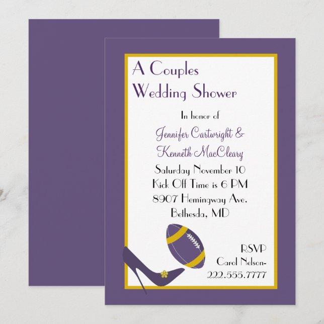 Invitation Wedding shower de Couples de Football V (Devant / Derrière)