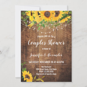 Invitation Wedding shower de Couples de tournesols