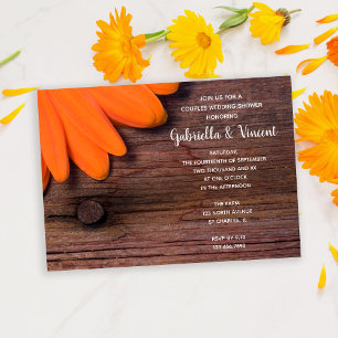 Invitation Wedding shower de couples en bois d'Orange Daisy e