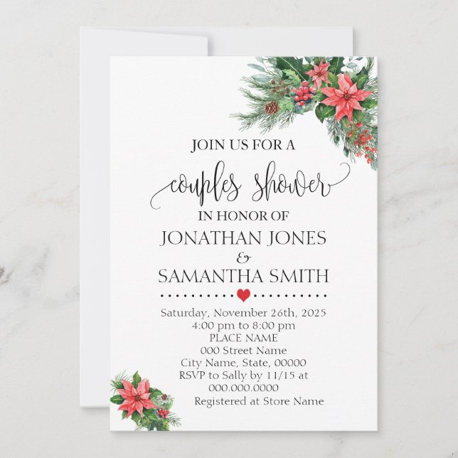 Invitation Wedding shower de douche pour les couples de Noël (Devant)