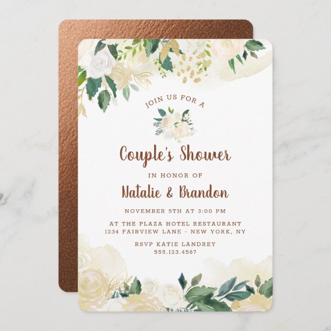 Invitation Wedding shower de Farmhouse Fresh Rustic Couple (Devant / Derrière)