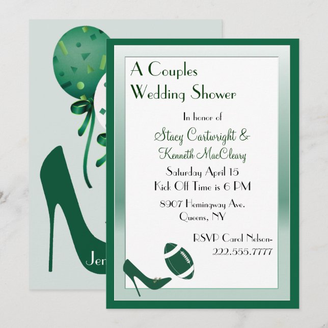 Invitation Wedding shower de football et Stiletto (Devant / Derrière)
