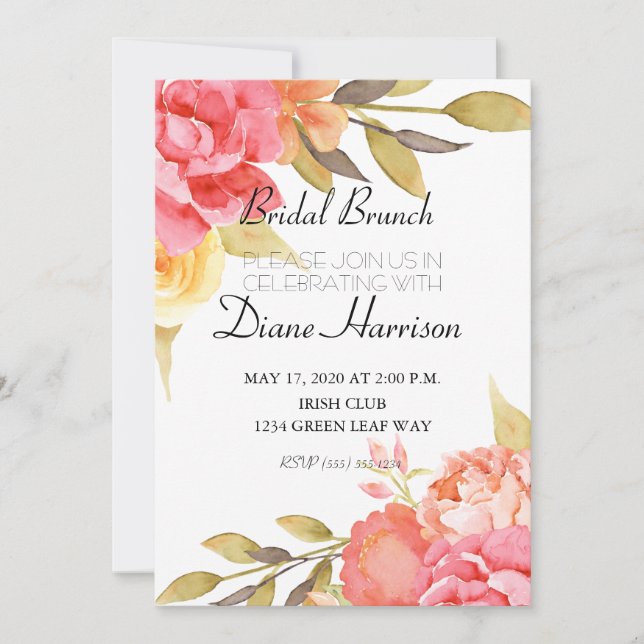 Invitation Wedding shower de la fête du jardin (Devant)