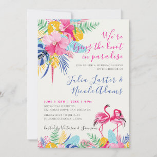 Invitation Wedding shower de la forêt sauvage tropicale rose 