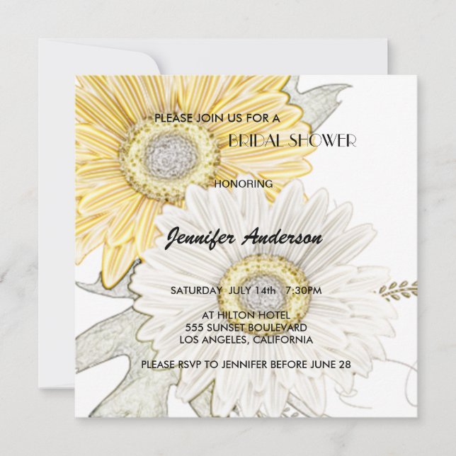 Invitation Wedding shower de la marée de la marée jaune et bl (Devant)