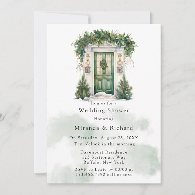 Invitation Wedding shower de la scène hivernale de l'église d (Devant)
