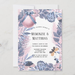 Invitation Wedding shower de Noël rose bleu