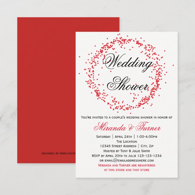 Invitation Wedding shower de Red Confetti-3X5Coupl (Devant / Derrière)