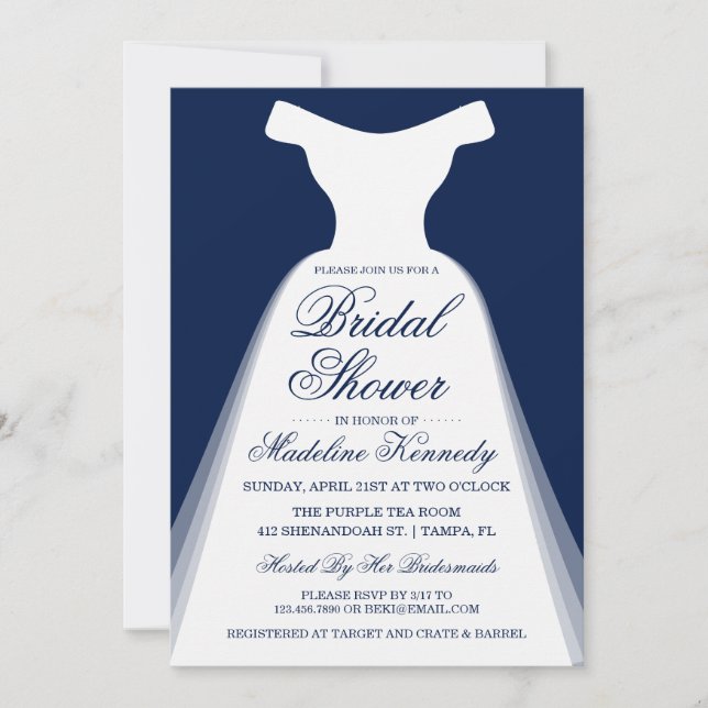 Invitation Wedding shower de robe de mariée (Devant)