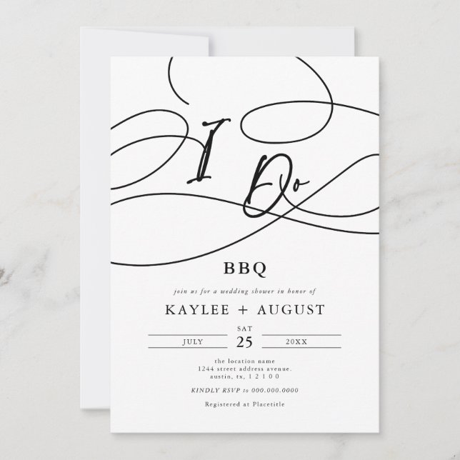 Invitation Wedding shower de script "I Do" BBQ (Devant)