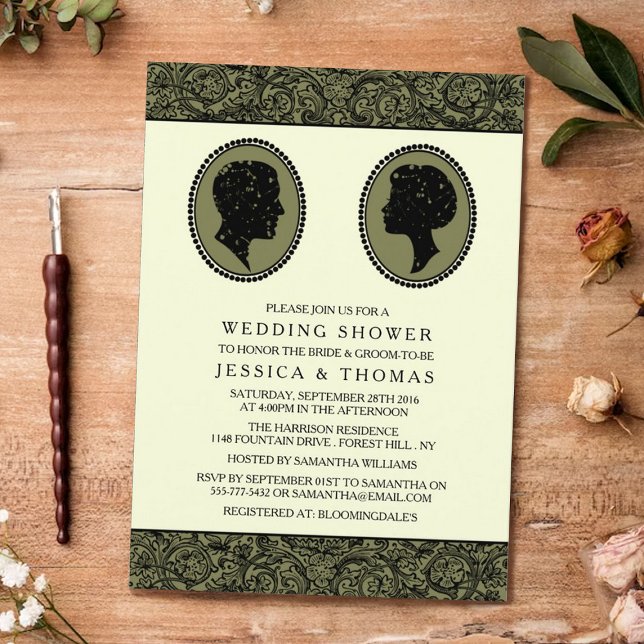 Invitation Wedding shower de silhouette Art déco (Créateur téléchargé)
