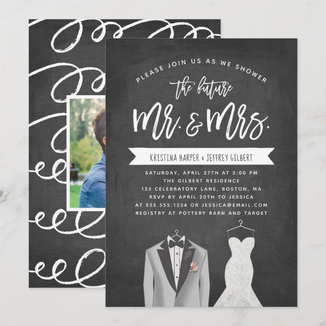 Invitation Wedding shower de Tux et Couples Robe (Devant / Derrière)