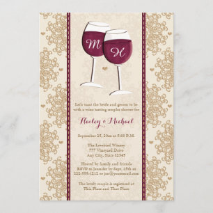 Invitation Wedding shower décoré d'un monogramme de couples