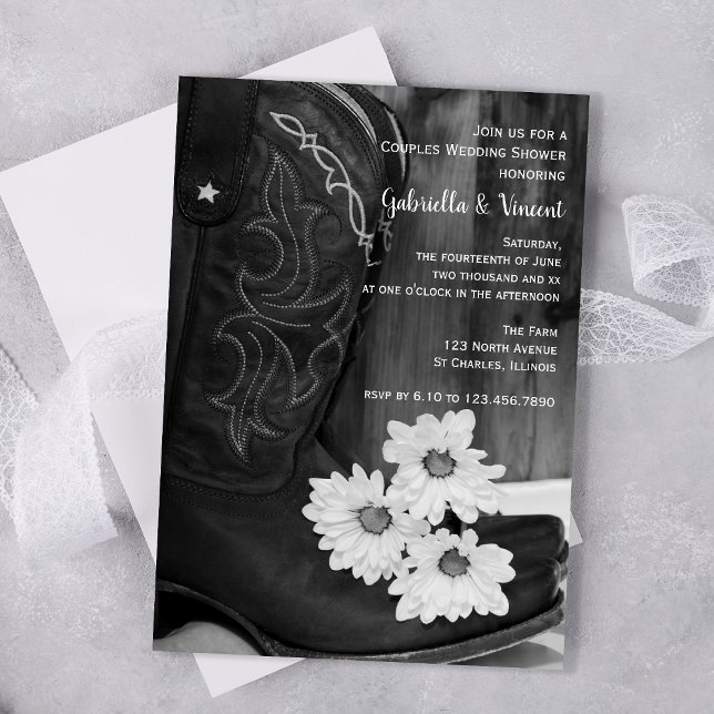 Invitation Wedding shower des bottes et des marguerites de co (Créateur téléchargé)