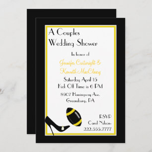Invitation Wedding shower des couples de football noir et jau