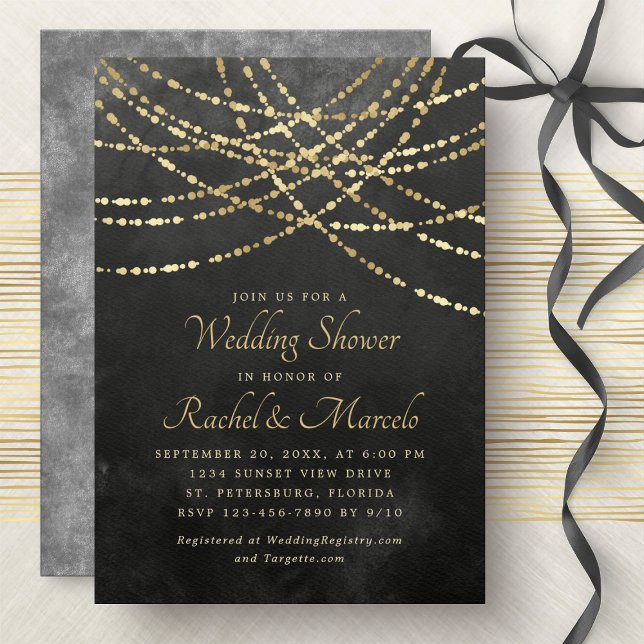 Invitation Wedding shower des couples d'or noir (Créateur téléchargé)