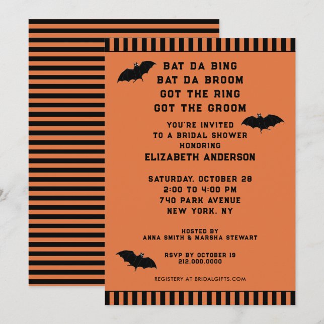Invitation Wedding shower d'Halloween (Devant / Derrière)