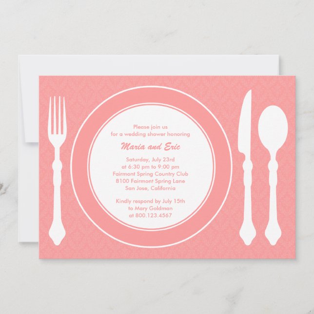 Invitation Wedding shower d'invitation Sleek Tabletop Saumon (Devant)
