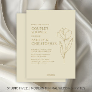 Invitation Wedding shower d'or floral dessiné moderne