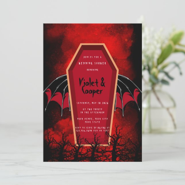 Invitation Wedding shower du café d'Halloween et de la chauve (Debout devant)