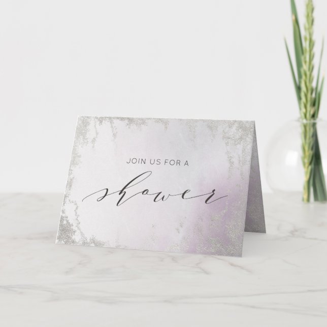 Invitation Wedding shower du couple d'argent Ombre Light Purp (Devant)