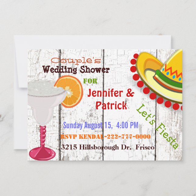 Invitation Wedding shower du couple festif mexicain de fiesta (Devant)