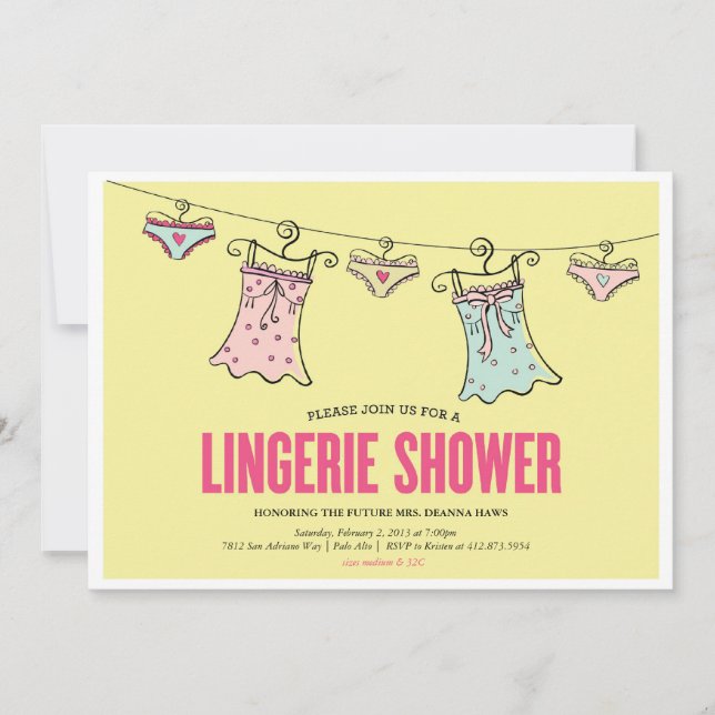 Invitation Wedding shower du Lingerie Shower Bachelorette Par (Devant)
