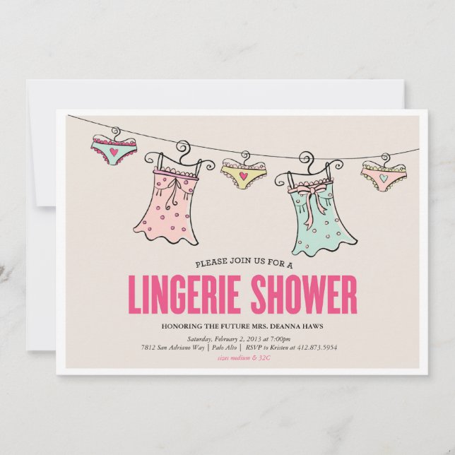 Invitation Wedding shower du Lingerie Shower Bachelorette Par (Devant)