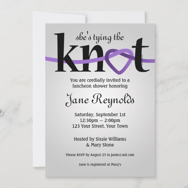 Invitation Wedding shower du noeud (PUR) (Devant)