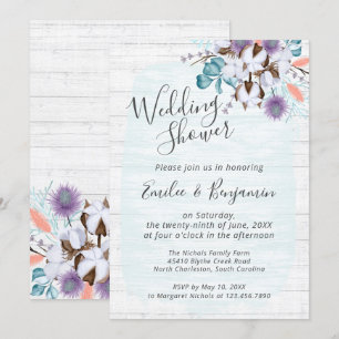 Invitation Wedding shower Floral de coton du pays du Sud