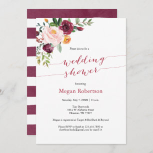 Invitation Wedding shower floral du Marsala rouge de Bourgogn
