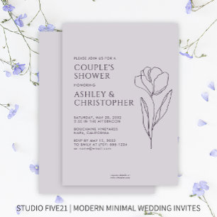 Invitation Wedding shower floral moderne tiré foncé violet fo