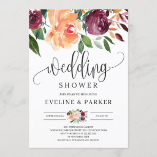 Invitation Wedding shower floral orange vif