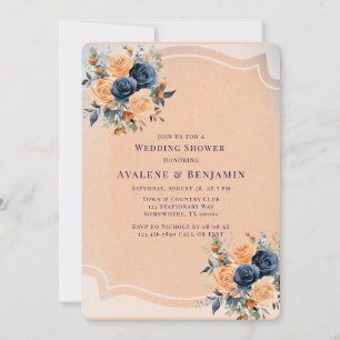 Invitation Wedding shower floral peint de la marine