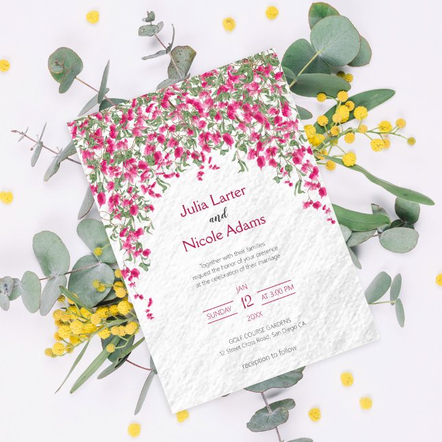 Invitation Wedding shower forestier tropical des Bougainvilli (Créateur téléchargé)