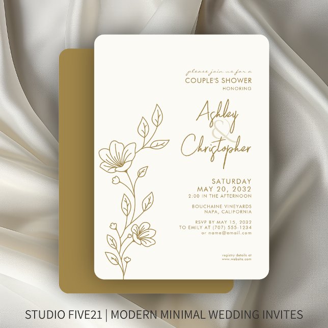 Invitation Wedding shower Gold Outline moderne (Créateur téléchargé)