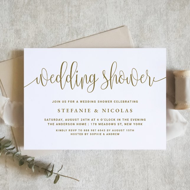 Invitation Wedding shower Gold Pretty Calligraphy (Créateur téléchargé)