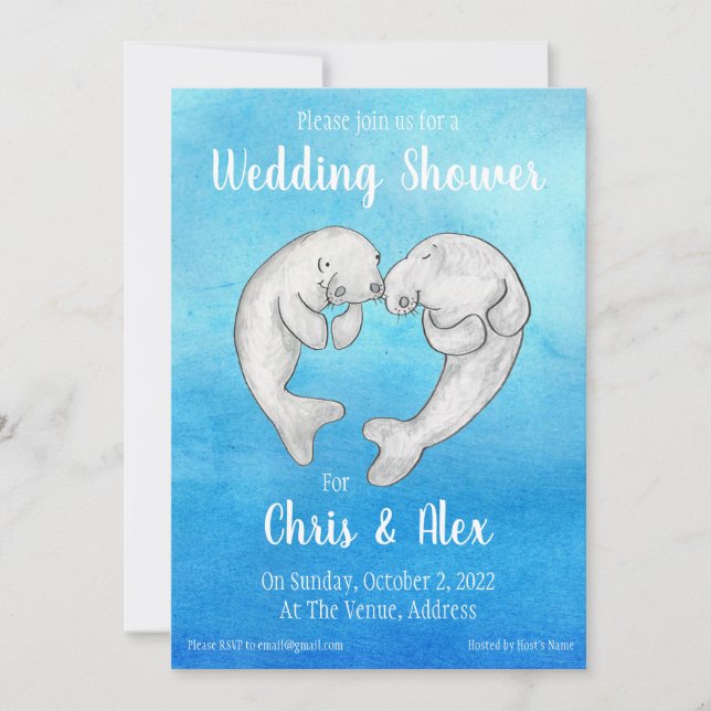 Invitation wedding shower Manatees (Devant)
