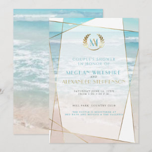 Invitation Wedding shower   Mariage moderne de Monogram Beach