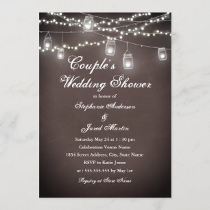 Invitation Wedding shower Rustique String Lights Couples