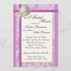 Invitation Wedding shower violet à thème Océan