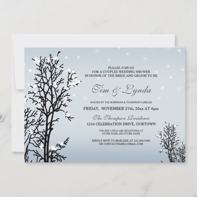 Invitation Wedding shower Winter Wonderland (Devant)