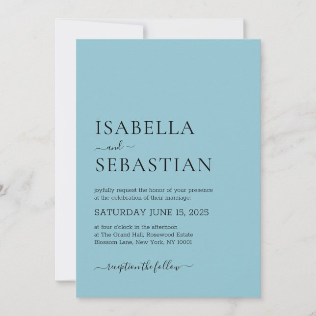 Invitation Wedding Simple Light Sky Blue (Devant)
