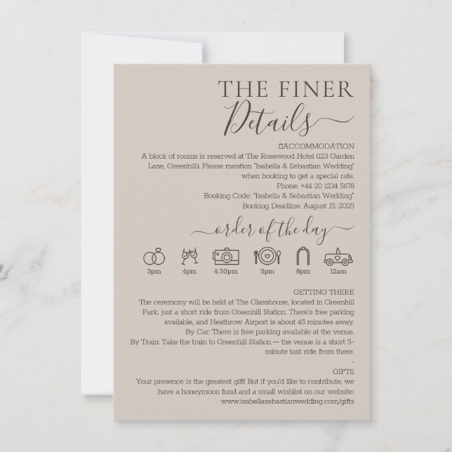 Invitation Wedding Soft Beige Finer Details (Devant)