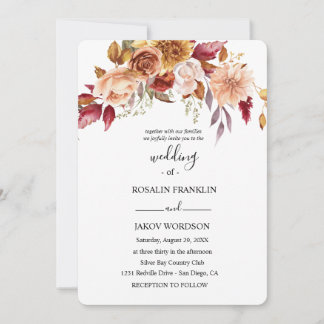 Invitation wedding watercolor rustic floral 